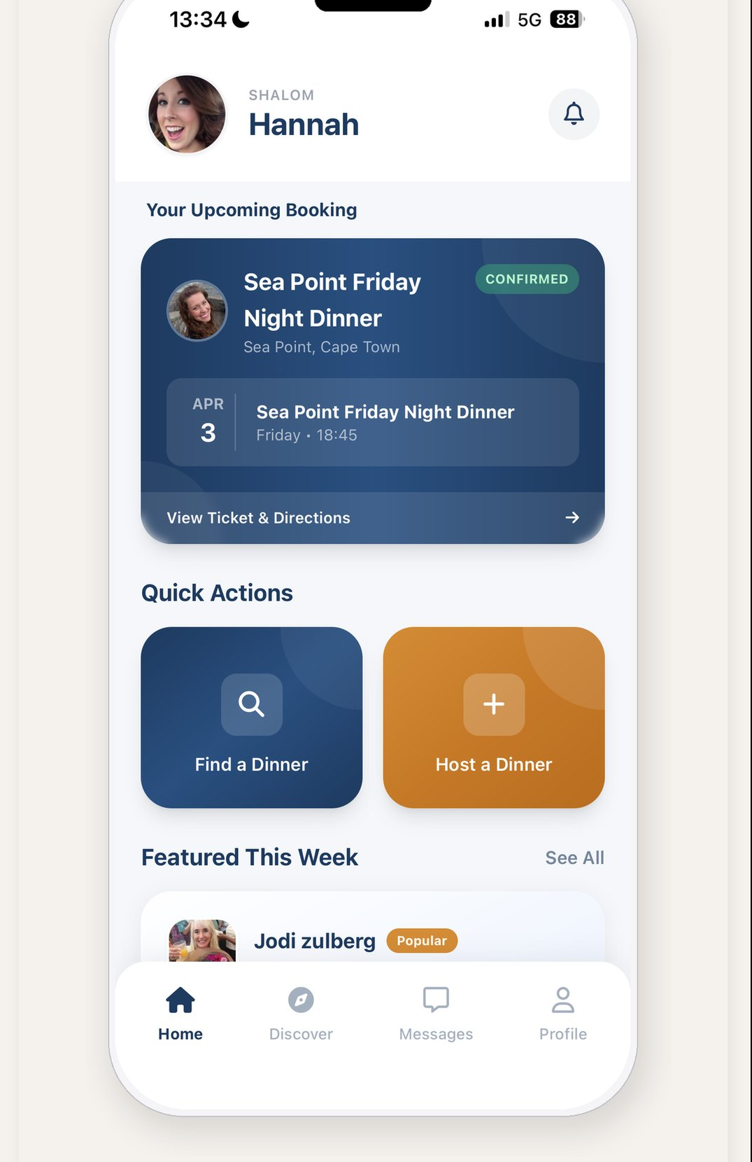 Shabbat Table home screen